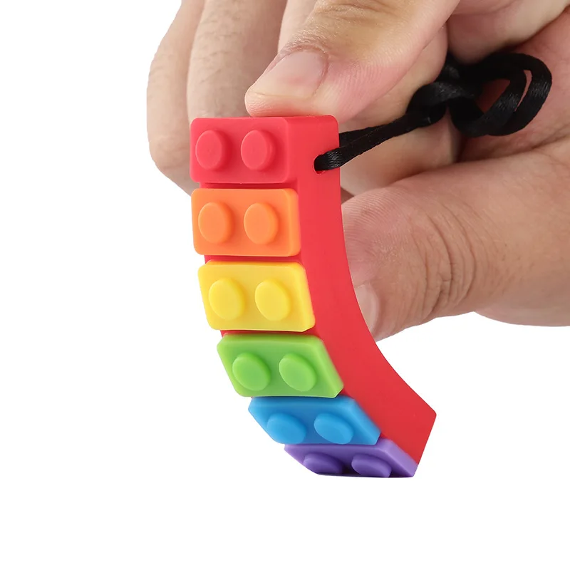 

Safety Soft Coloful Silicone Necklace Type Baby Teether Kids Infant Chew Sense Training Molar Stick Rod Toddler Teething Gel Toy