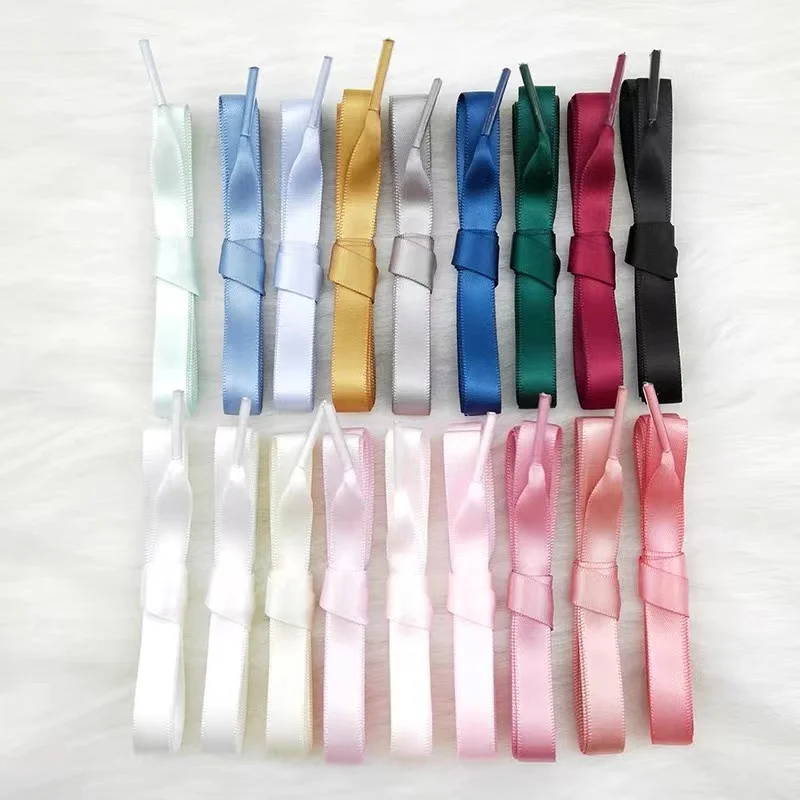 

New Silk Shoe laces Satin Ribbon Flat Shoelaces Women Sneakers Shoelace Boots Laces for shoes Length 80CM 100CM 120CM 150CM1Pair