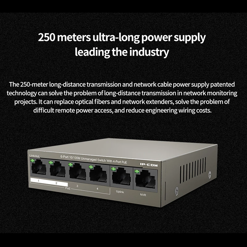 JSMAX IPCOM F1106P-4-63W 10/100 Мбит/с 6-портовый POE Ethernet сетевой коммутатор для IP-камеры RJ45 WLAN