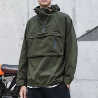 new summer quick drying jacket men thin pullover hooded windbreaker workout sports coat fashion loose big pocket outerwear male