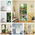 Самоклеящиеся виниловые 3D-обои для дверей, настенные украшения для спальни с пейзажем, зелеными листьями, цветами, наклейки на стену