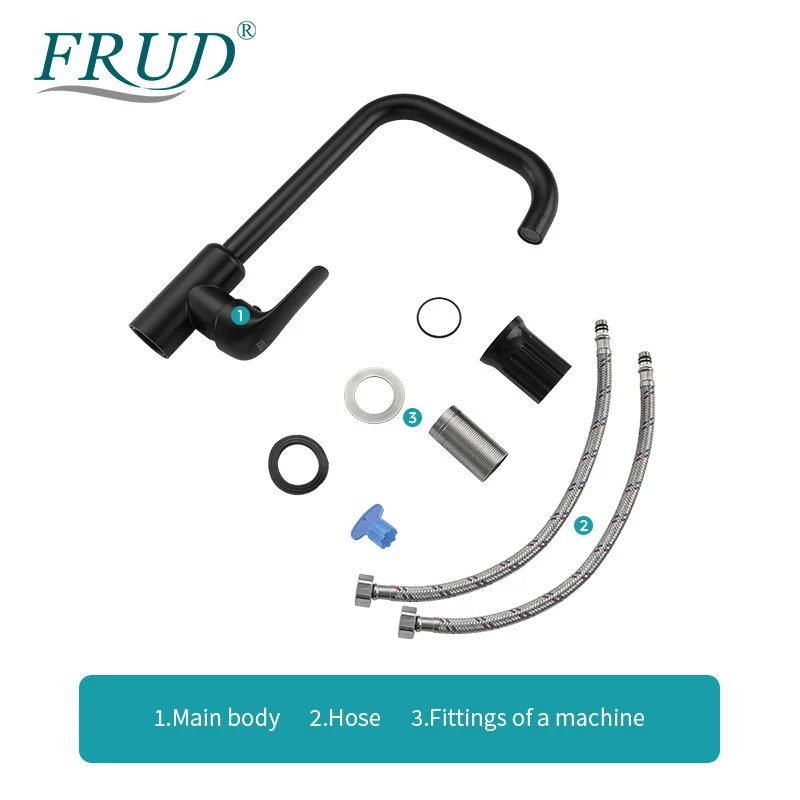 

FRUD Kitchen Faucet Blackened Stainless Steel Hot and Cold Water Switch Tap 360 Degree Rotatable Smoother Use Faucets