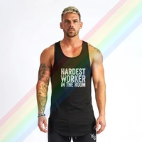 white text logo project rock comfortable bodybuilding tank tops for men summer gym clothing customized vest shirts