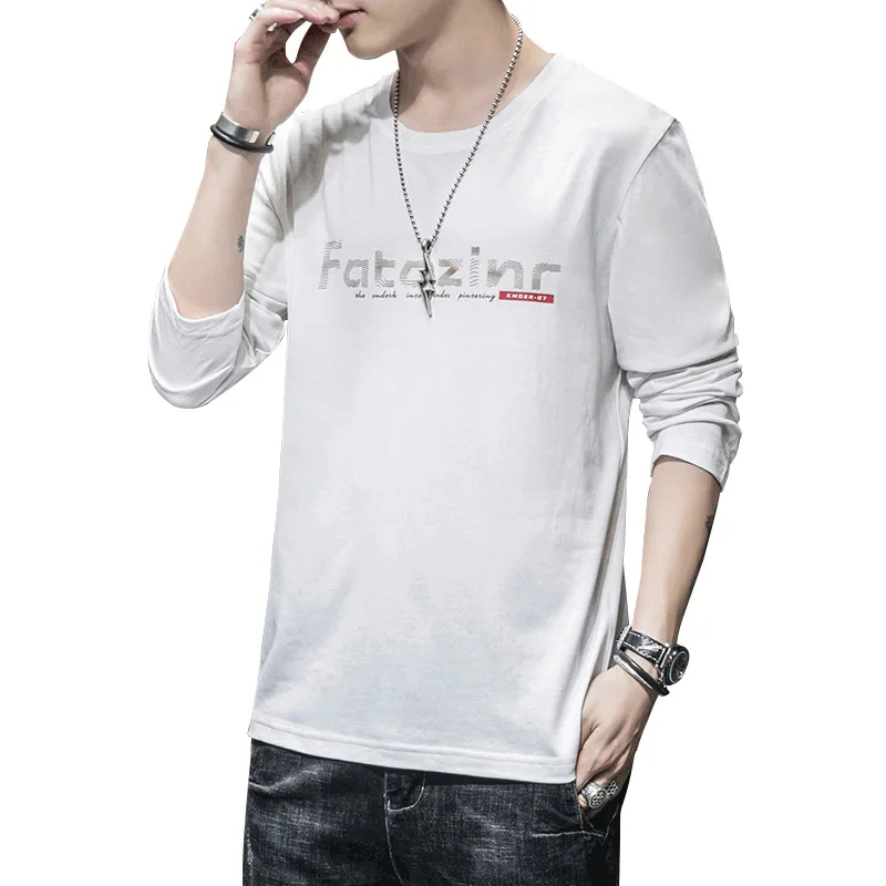 

2021 Spring & Autumn New Round Neck Casual Simple Wild Trend Plus Size Loose Men Long-sleeved T-shirt Free Shipping Size M-4xl