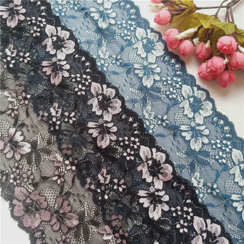 

Двухцветная сине-черная эластичная кружевная юбка E1538, 18 см