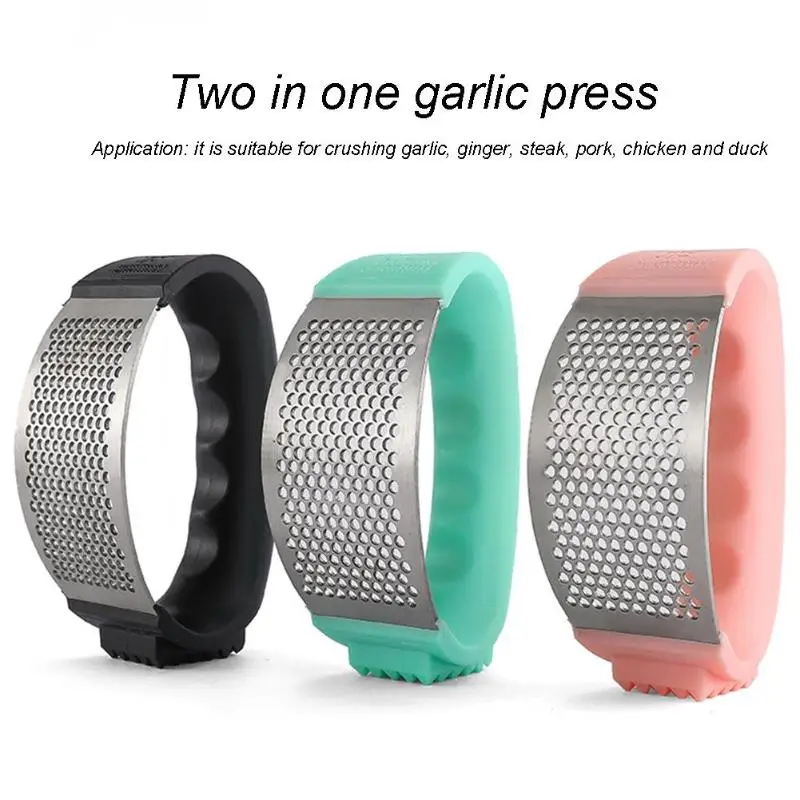 Изогнутый пресс для чеснока массажер мяса Прочный инструмент из нержавеющей