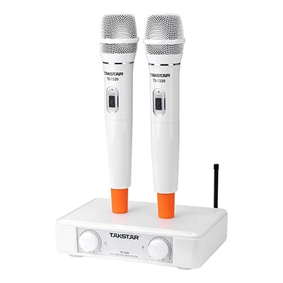 White TAKSTAR UHF беспроводной двойной ручной микрофон система с 2 передатчиком 1 приемник для Домашнего Караоке сцены(TS-7220 - Цвет: White