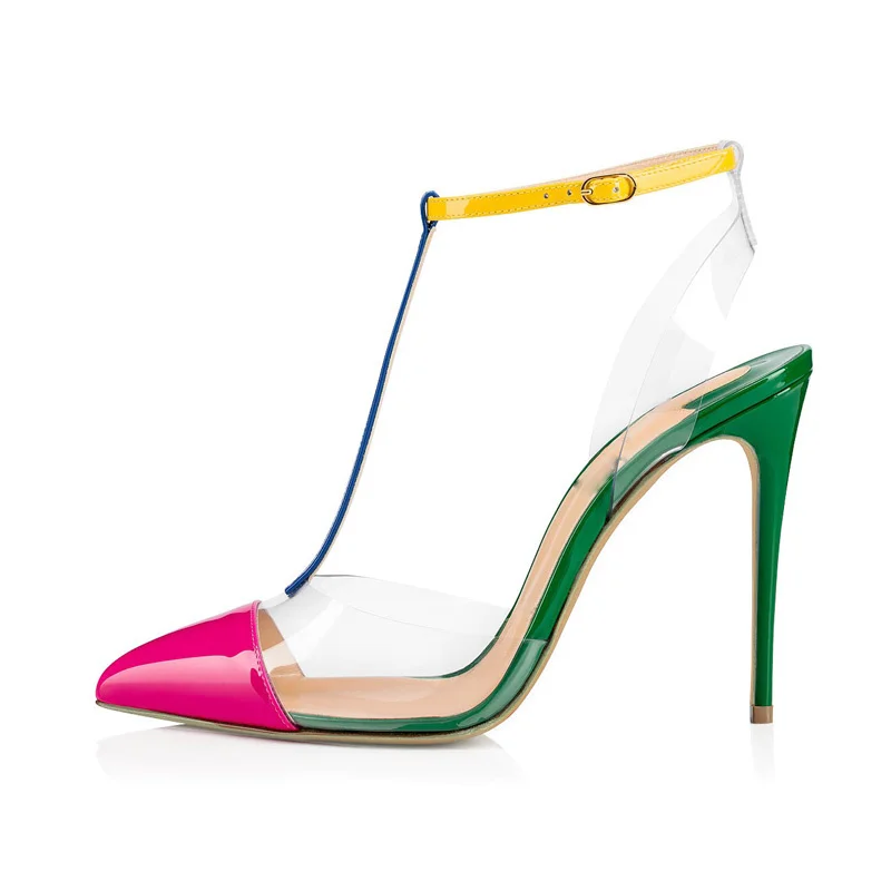 Murah Gratis Pengiriman Sepatu Wanita Fashion Seksi Renda Belakang Terbuka Wanita Sepatu Kaca PVC Transparan High Heels 12 Cm Stripper Sepatu Hak