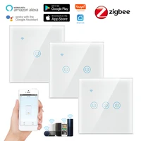 123 gang zigbee smart touch switch glass panel no neutral home eu wall touch light switch work with alexa google home