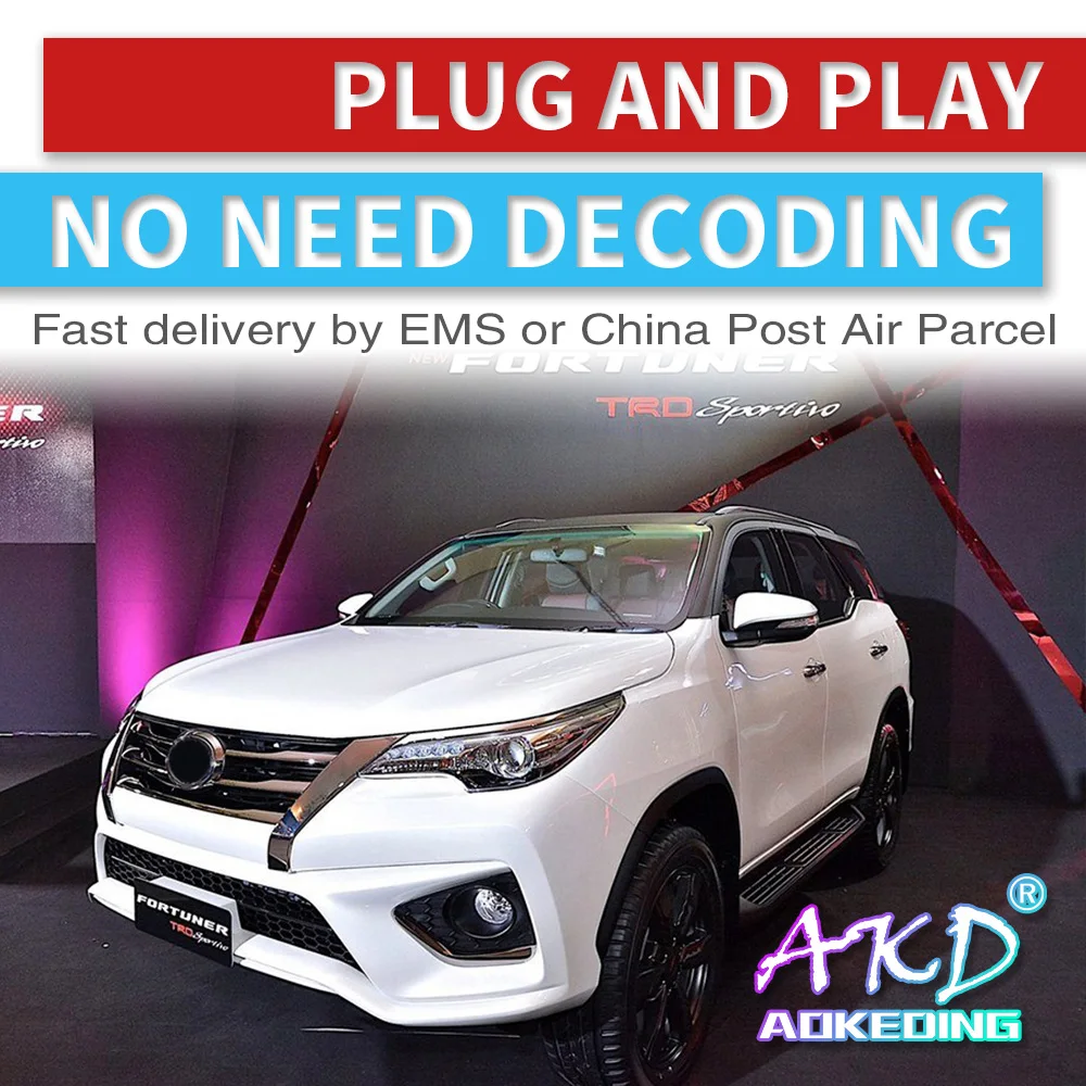 AKD тюнинг автомобильных фар для Toyota Fortuner светодиодные фары DRL ходовые огни Bi Xenon Beam