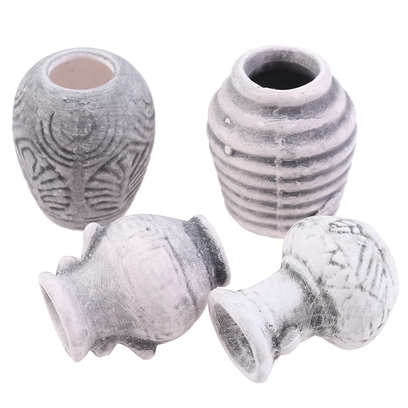 

4pcs Beautiful design Dollhouse Decor Gift For Child Kids Miniature Toys Mini Retro Exquisite Ceramic Porcelain Vase