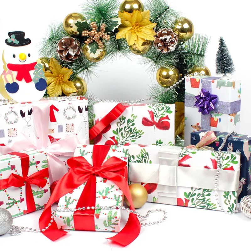 Рождественская оберточная бумага высокое качество кактус альпака собака