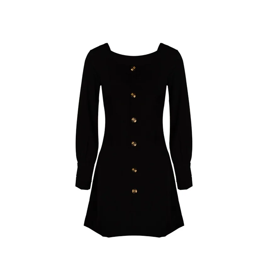 

FNOCE Cross-border Foreign Trade Women's retro Black Dress Celebrity Sweet Dress Fashion Casual Slim Women's dress Long Dress