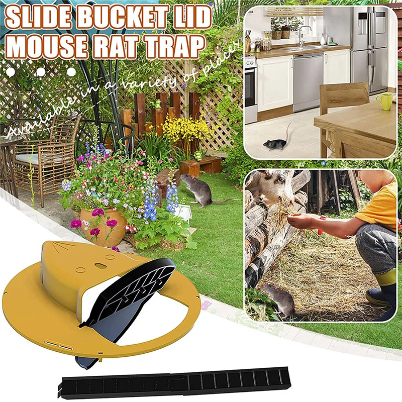 

Bucket Lid Door Style Mousetrap Lethal Trap for Outdoor Indoor Multi Catch Reusable Smart Mouse Rat Trap Plastic Flip N Slide