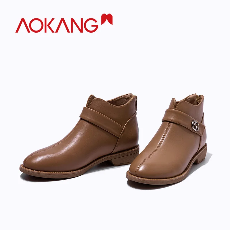 AOKANG/ботильоны классические женские ботинки челси из натуральной кожи