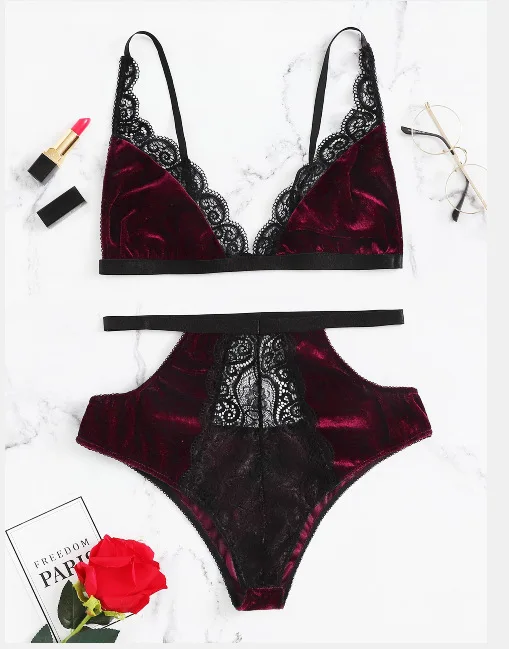 

Aparel Lenceria Femenina Nightwear Women Sexy Lace Lingerie Set Transparent Erotic Bra Thong Push Up Underwear Suit