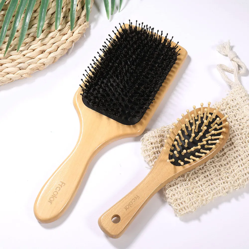 

Frcolor Hair Brush Kit Eco-friendly Boar Hair Brush Set Handheld Anti-static Hair Brush Hair Cleaner Kit for Sty