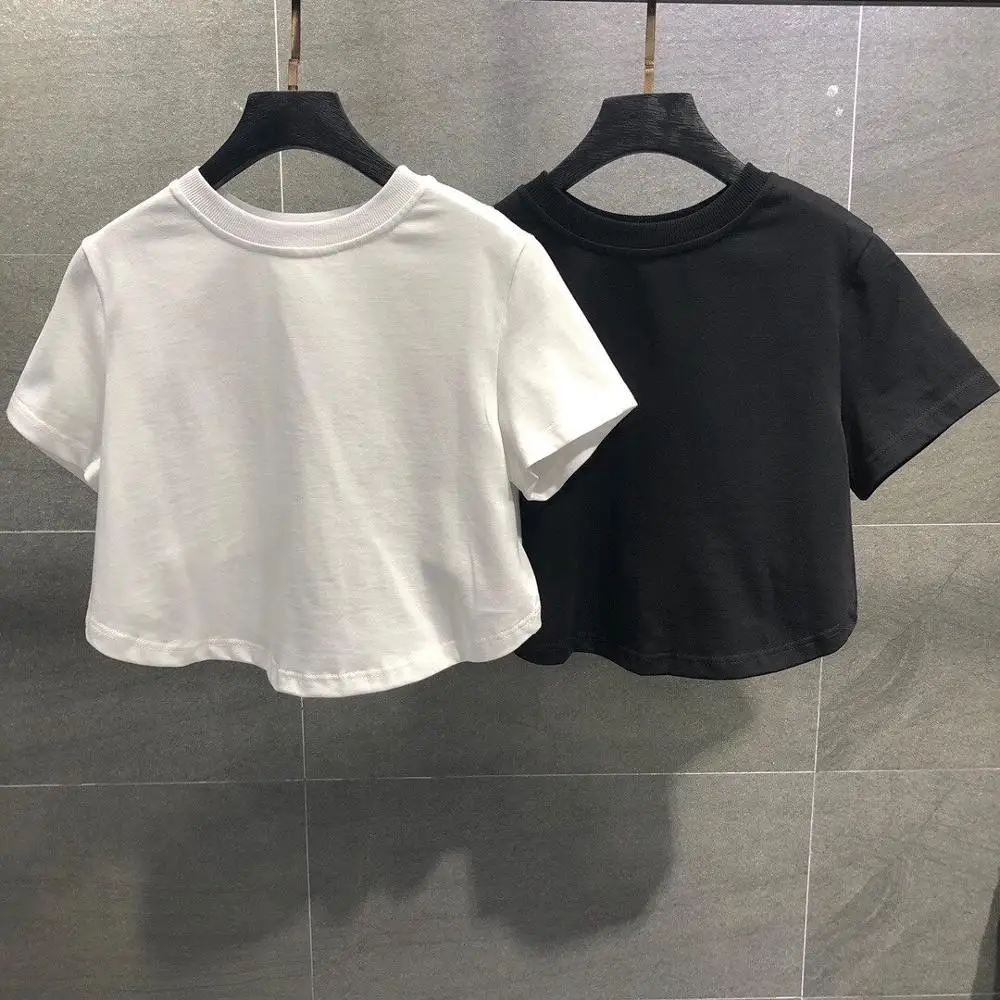 

high quality new women chains short tee T-shirt ladies fashion short tops 2 color ddxgz2 8.18