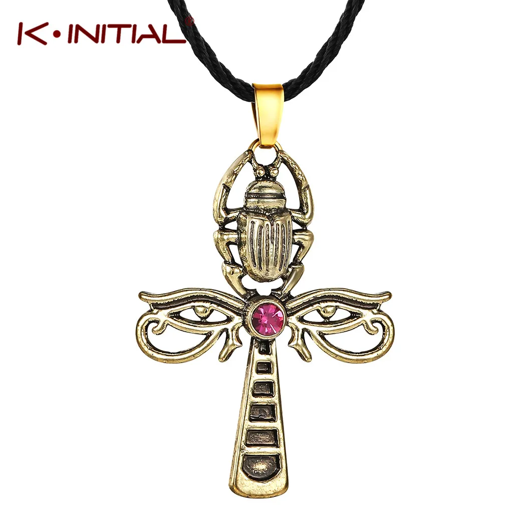 Kinitial Horus Eye & Scarab Amulet кулон древний Ankh крест египетское ожерелье s ювелирные