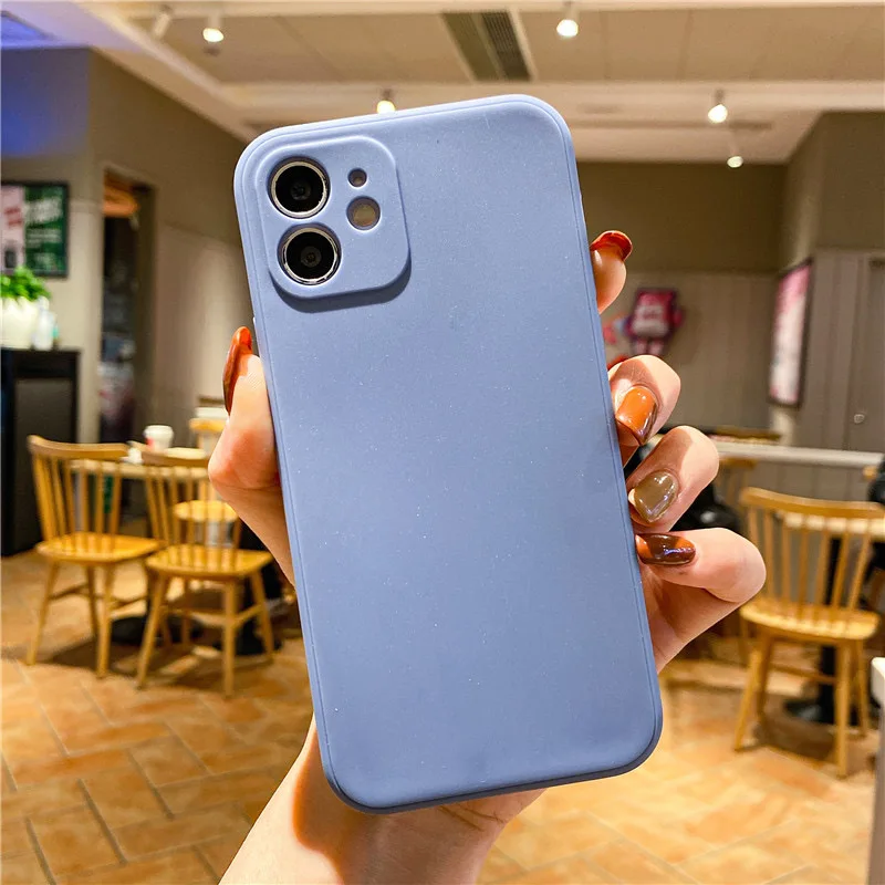 

For Iphone11 12 Straight Edge Fine Hole Iphone X Xr Xs Plus Frosted Imitation Silicone Tpu Solid Color Soft Shell Phone Case