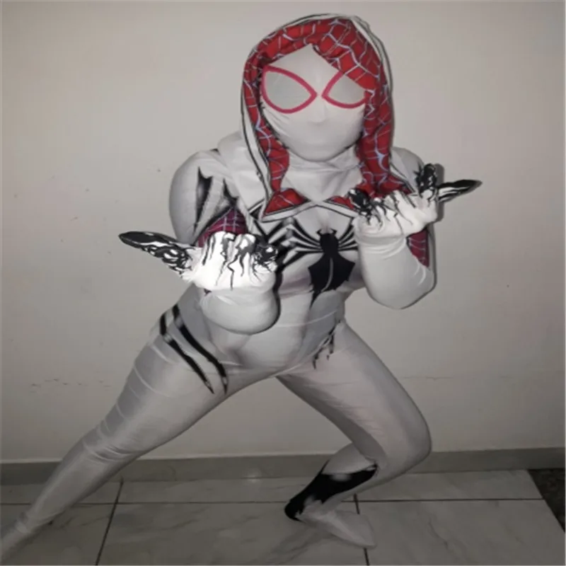 Веном Гвен Стейси Косплей Костюм Zentai Супер Герои боди костюм комбинезоны для взрослых женщин и детей