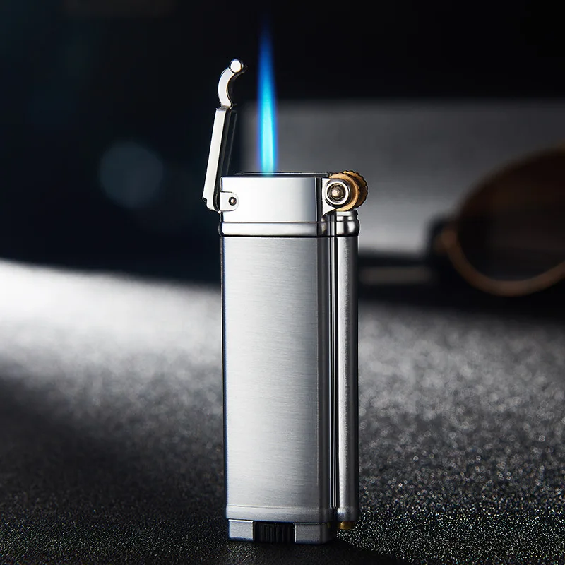 

Grinding Wheel Straight Into The Blue Fmale Lighter Windproof Metal Butane Gas Inflatable Lighter Cigar Acccessories Men Gift