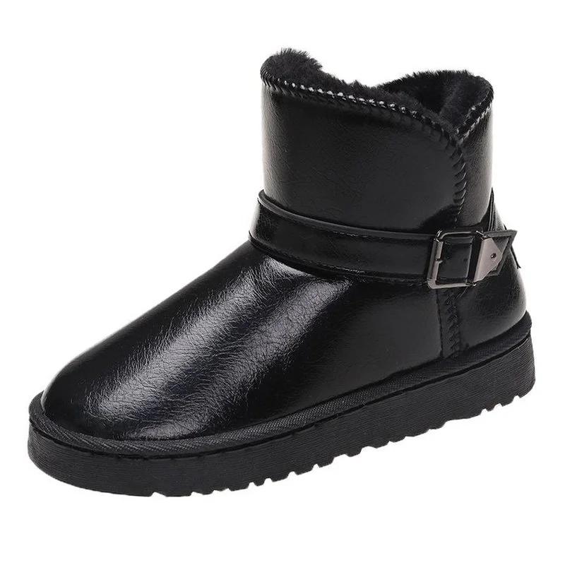 

2021 New Fashion Women's New Winter Plus Velvet PU Waterproof Mid-tube Boots Thickened Warm Snow Boots Women's Cotton Shoes Tide