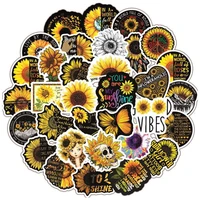 50pcs sunflower printed stationery stickers decal for diy scrapbook laptop guitar suitcase pvc diary album decoration