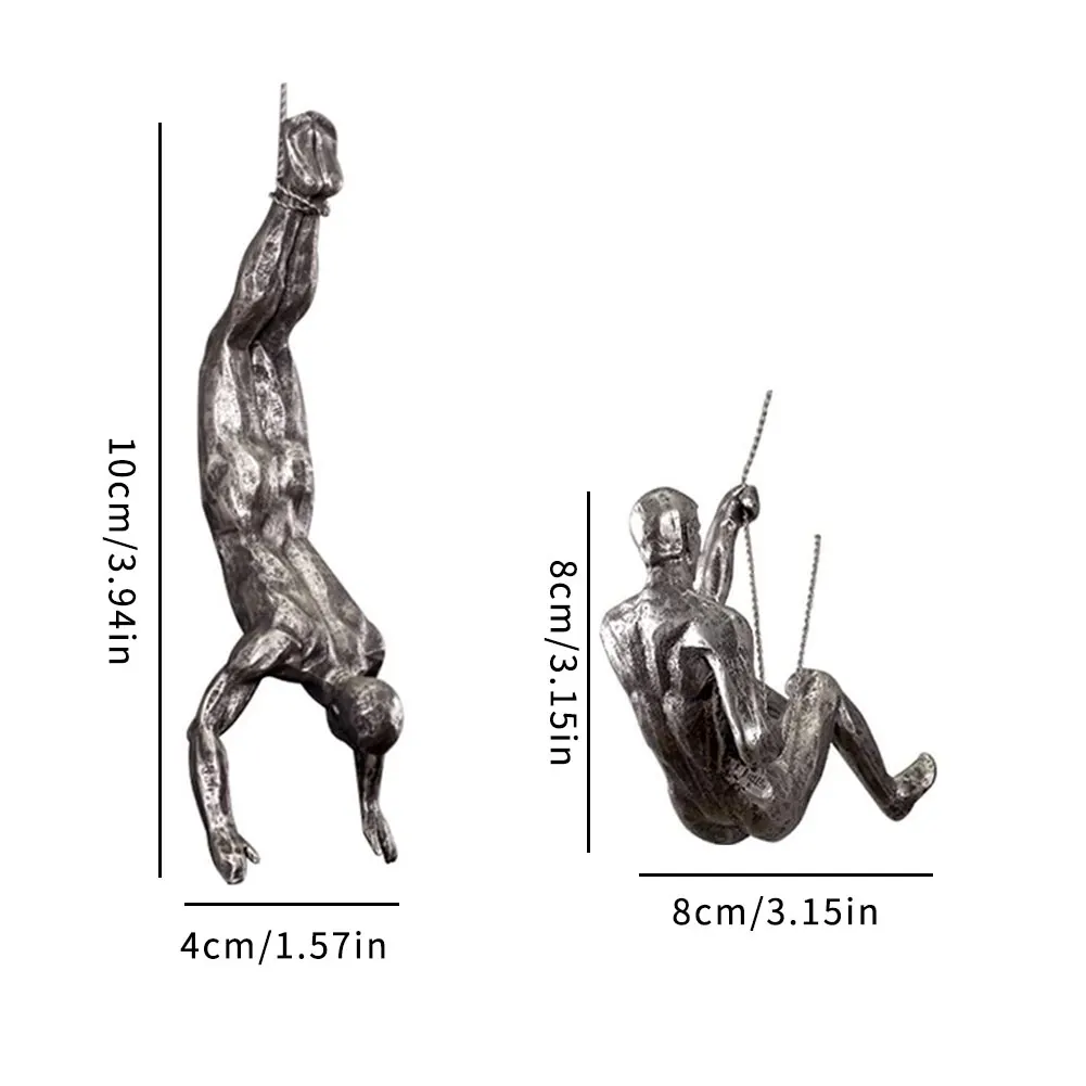 

3PCS 3D Wall Figurine Resin Man Climbing Wall Sculptures Art Statues Hanging Decoration Party Accessories Home Desktop Ornament