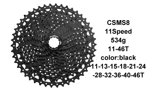 Sunracing 10s 11s MTB велосипед свободного хода 11-42 T 46T 50 T, CSMX80 S3 X3 S8 X8 кассеты, 10 11 скоростей широкоугольный Велосипед маховик - Цвет: S8 11S 46T black