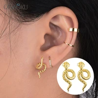 925 sterling silver stud earrings snake shaped gold earrings for women animal fine jewelry fashion earrings gift
