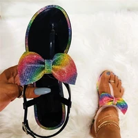 2020 top seller rome hot selling wedges summer shoes rainbow diamond bow big slippers jelly women sandals large size
