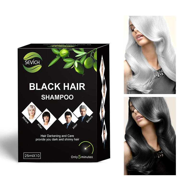 

Sevich Black Hair Shampoo 250ml Hair Dye Make Grey and White Hair Darkening and Shinny in 5 Minutes Instant Black Hair Gel Cream