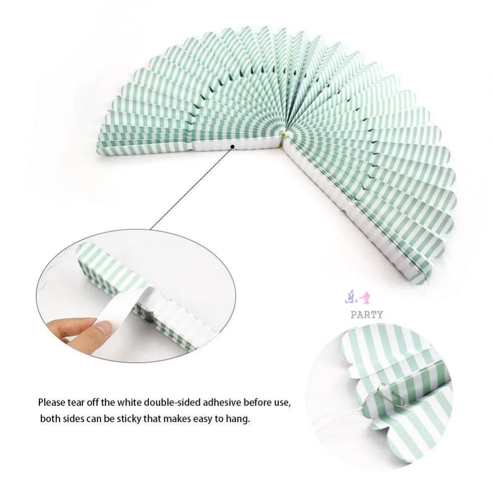 

2 Sets/16pcs Paper Rosettes Fans Foil Gold Mint Pink Polka Dots Hanging Paper Decorations Wedding Engagement Vintage Style Party