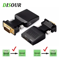 disour vga to hdmi compatible converter 1080p vga adapter for pc laptop to hdtv projector video audio hdmi compatible to vga