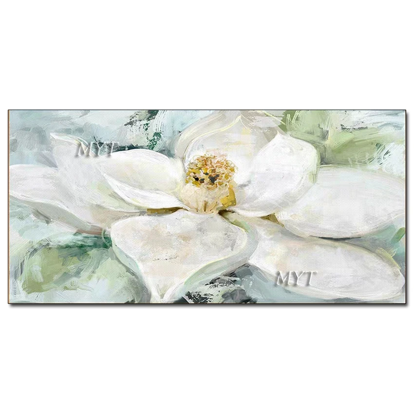 

Абстрактная ручная роспись маслом, цветок лотоса, настенная Картина на холсте, настенное украшение для гостиной, спальни, 100%