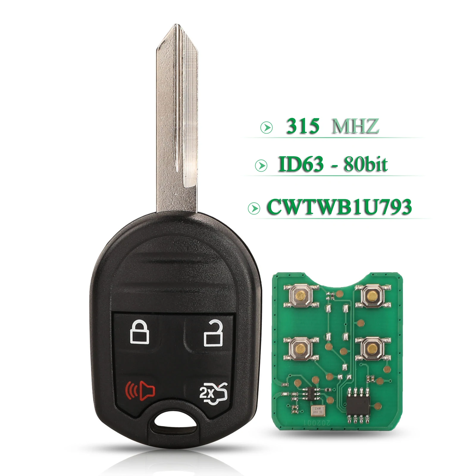 

jingyuqin 4 Buttons 315Mhz ID63 Chip Remote Smart Car Key For Ford EDGE ESCAPE EXPEDITION EXPLORER FLEX FUSION MUSTAN TAURUS