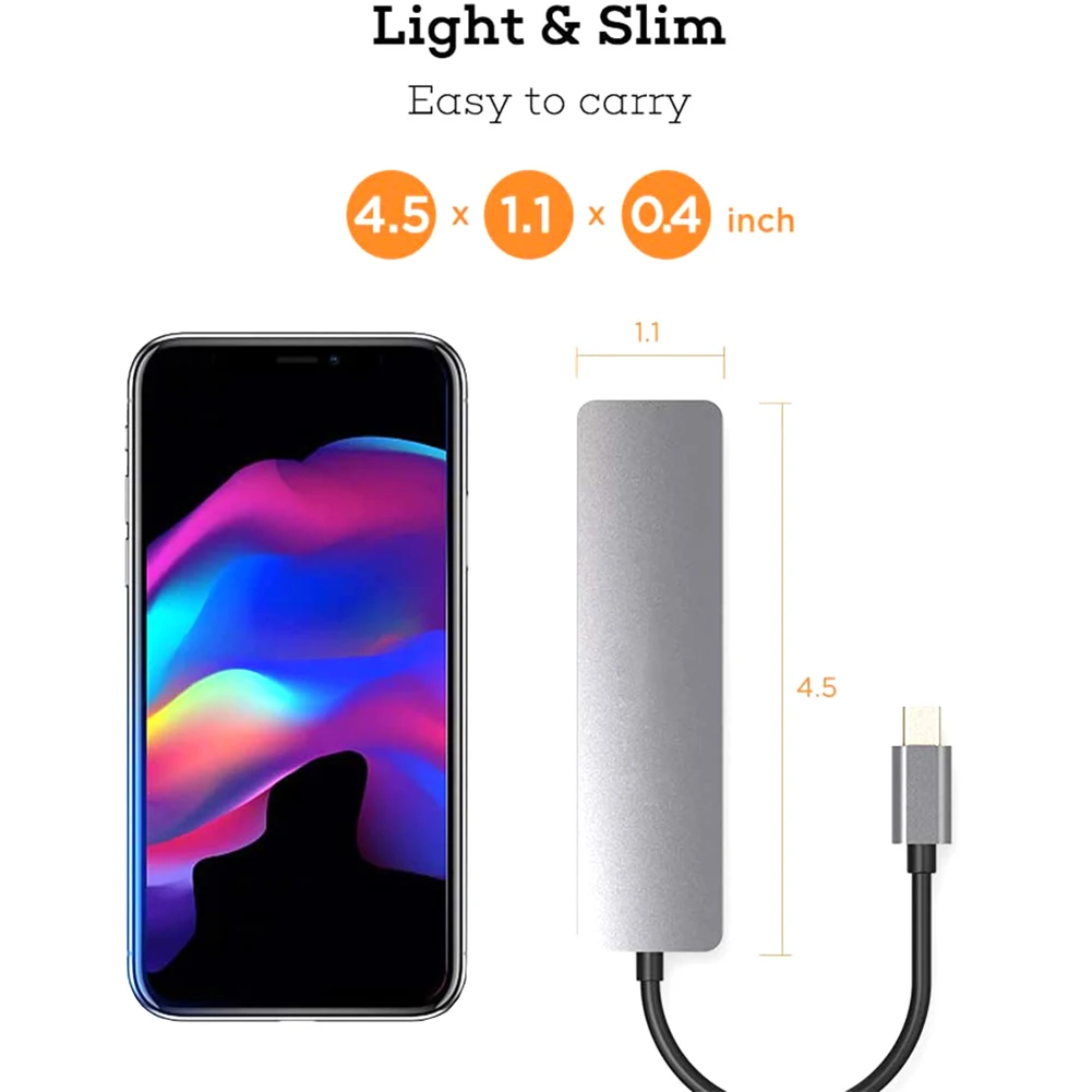 

USB Type C Hub Adapter with 4K Multiport Card Reader USB3.0 TF PD Charge 6-in-1 Multifunction Adapter for MacBook Pro/Air