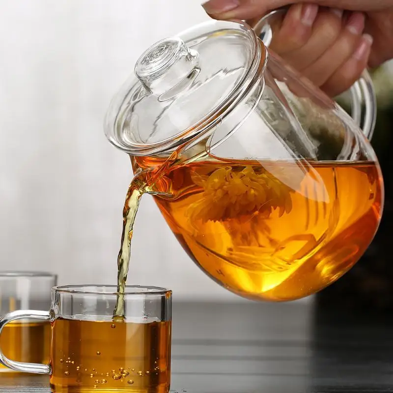 

Heat Resistant Glass Teapot With Stainless Steel Infuser Heated Container Tea Pot Good Clear Kettle Square Filter Baskets