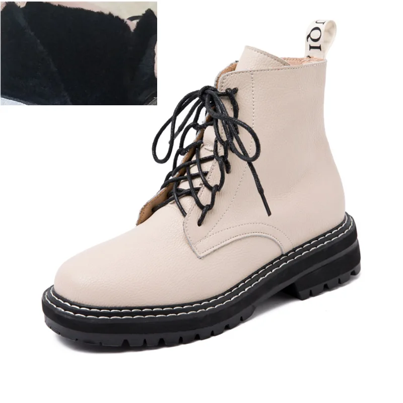 

Fashion women's shoes, boots, short boots, ankle, autumn, British style, leather, thick-heeled fur, women's short boots