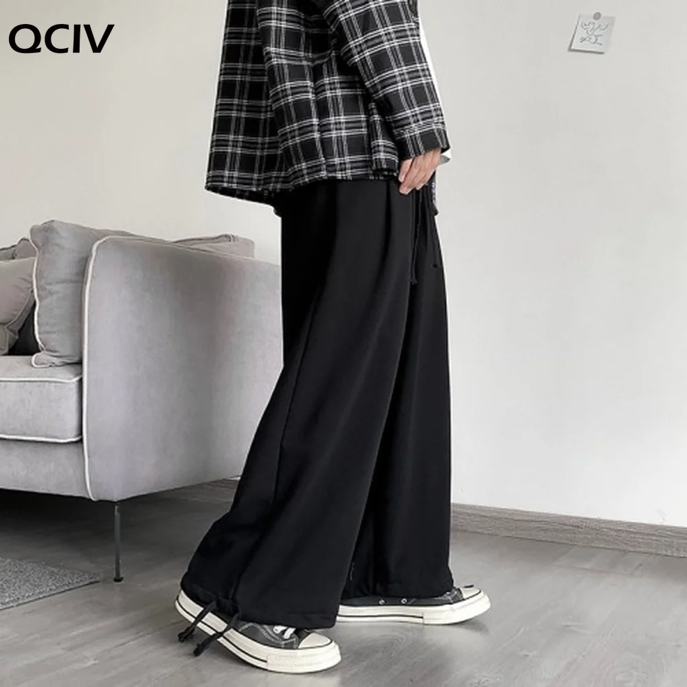 

Men Casual Pants Wide Leg Fashion Solid Simple Harajuku Streetwear Daily Baggy Bundle Male Hipster All-match Elastic Ins