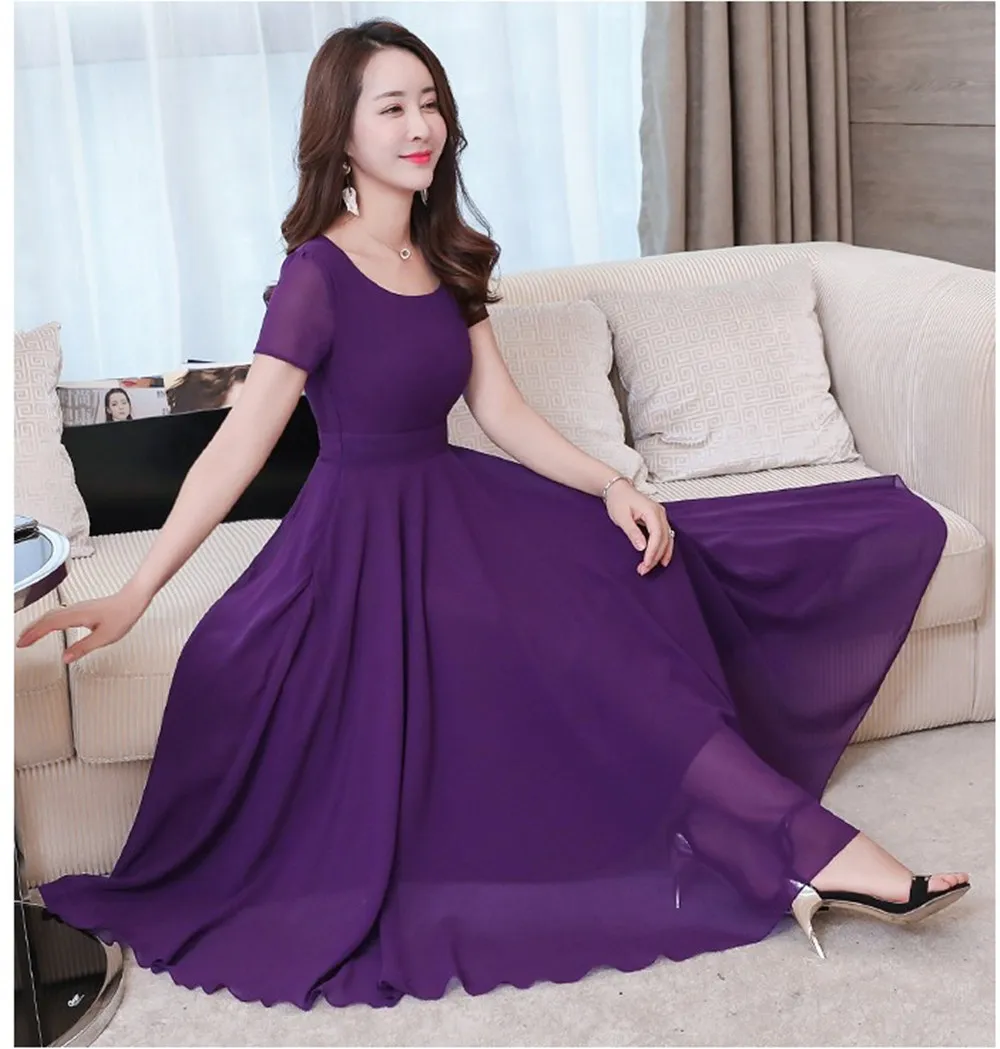 Женское модное длинное шифоновое платье повседневное летнее праздничное