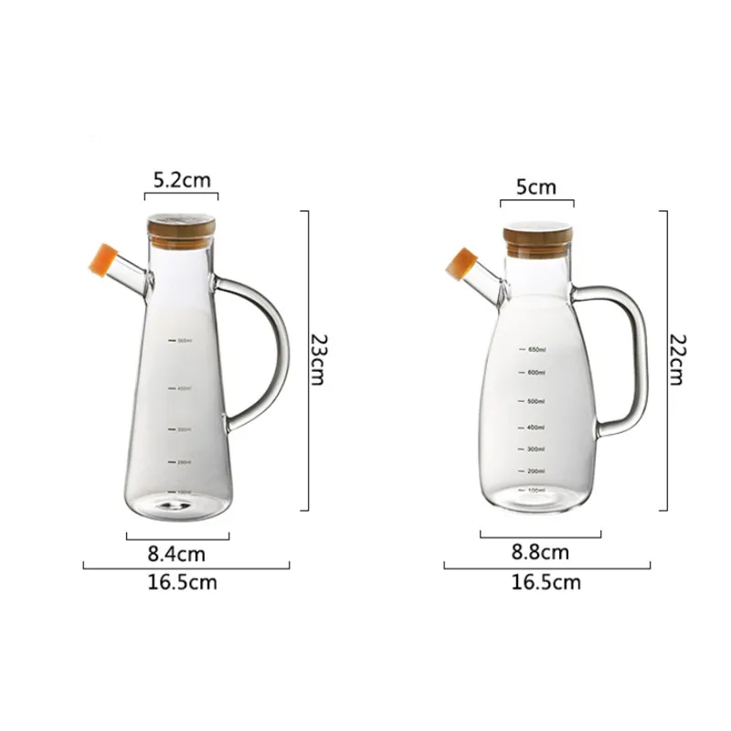 Transparent Glass Oil Bottle with Handle Scale Heat-Resistant Leak-Proof Seasoning Kitchen Tools Vinegar Sauce Container | Дом и сад