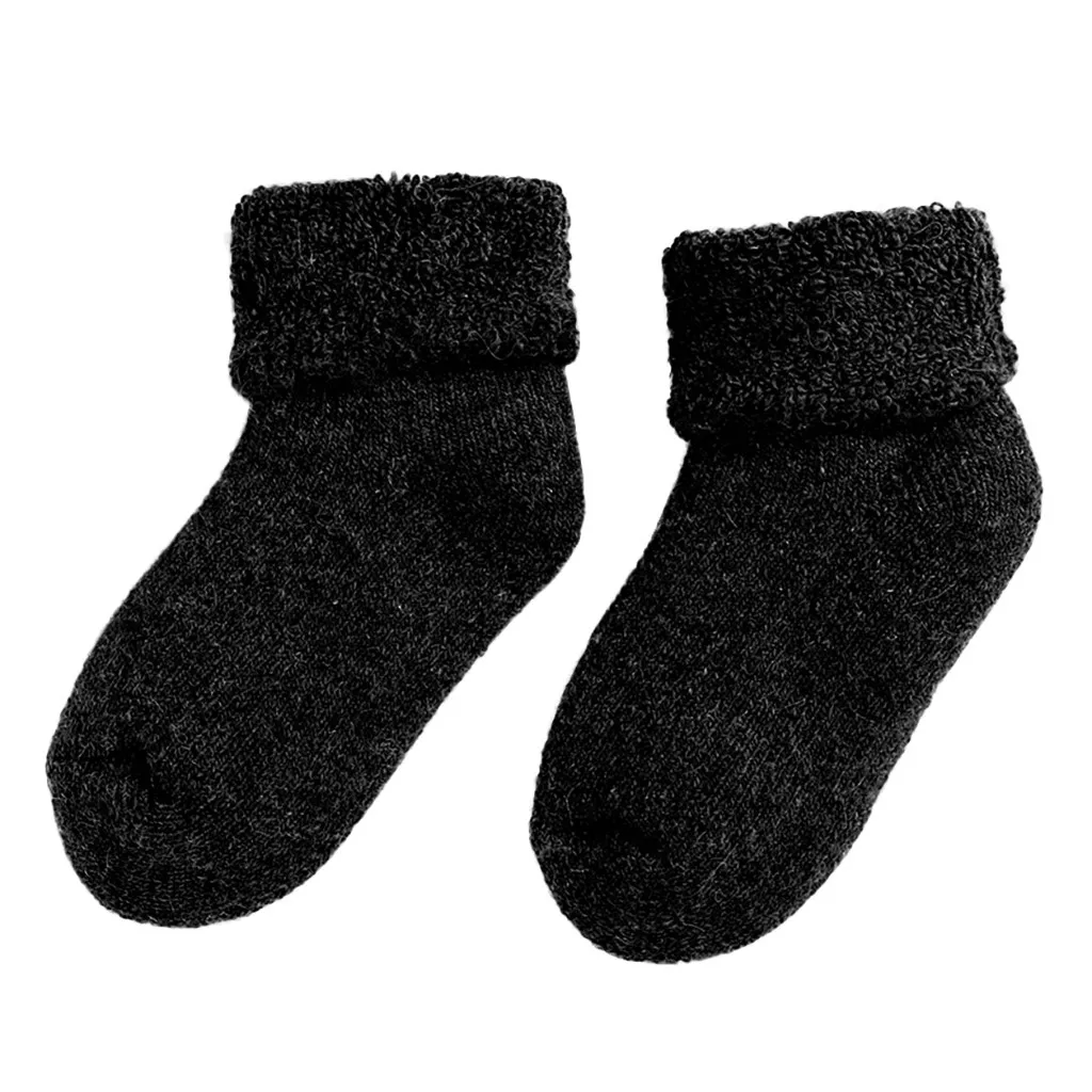Носки для малышей зимние Утепленные шерстяные носки с отворотами маленьких