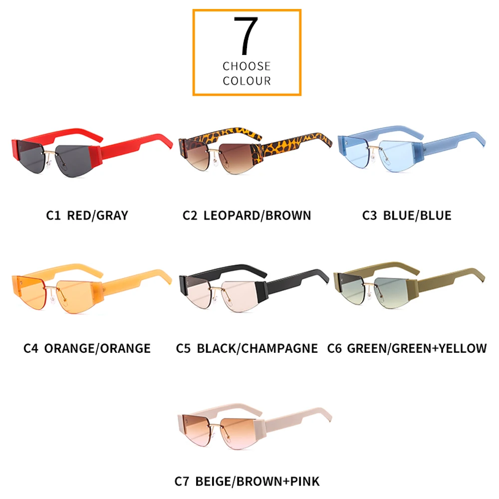 

Small Rimless Cat Eye Sunglasses Women Men Vintage Punk Sun Glasses Brand Designer Leopard Eyewear UV400 oculos de sol feminino