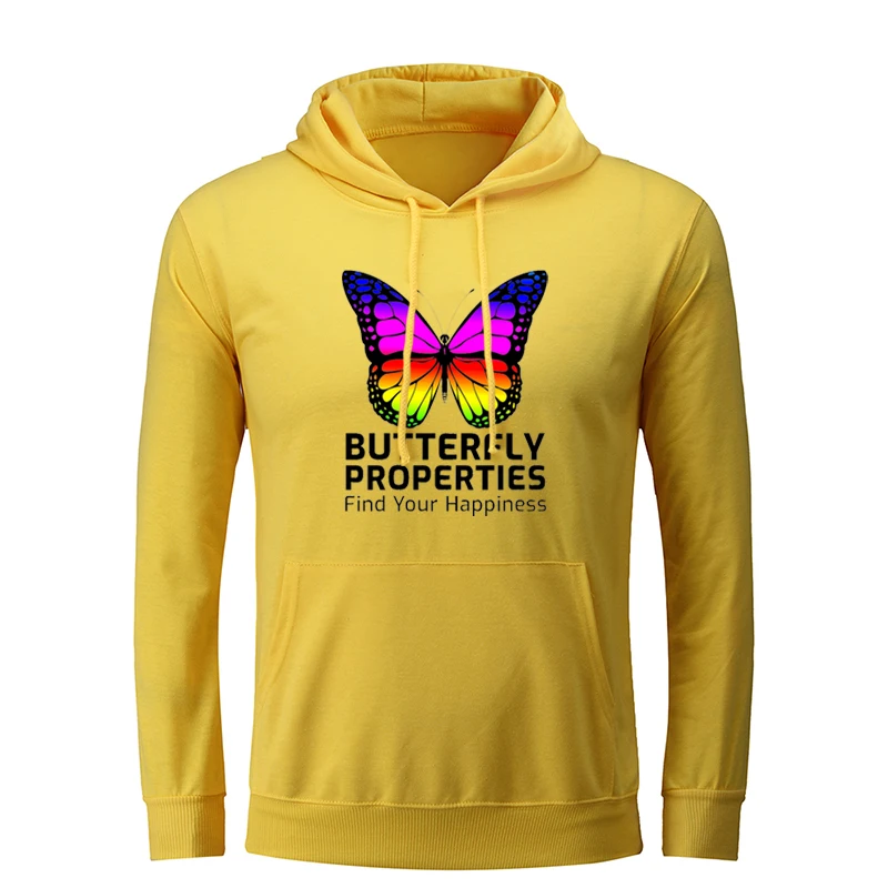 

Cartoon Monkey Tortoise Sea Turtle Butterfly Properties Find Your Happiness Men Graphic Sweatshirt Strings Hooded Pullover