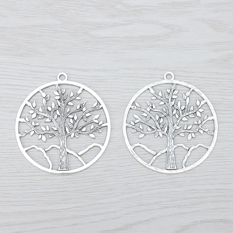 Подвеска для ожерелья из тибетского серебра с большим круглым деревом 4 шт. |