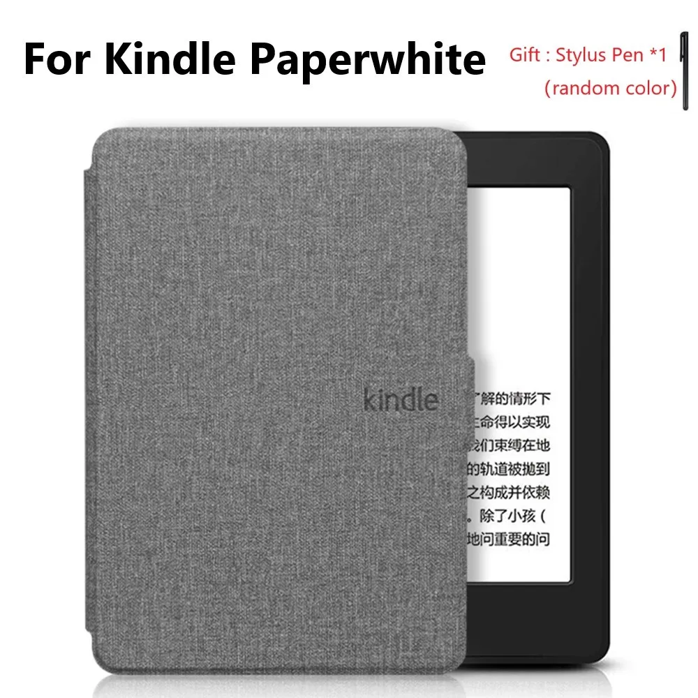 For Kindle Paperwhite 3/2 Case Cloth Waterproof PU Leather Smart Cover e-book Back Shell For Kindle Paperwhite 1/2/3 6in DP75SDI