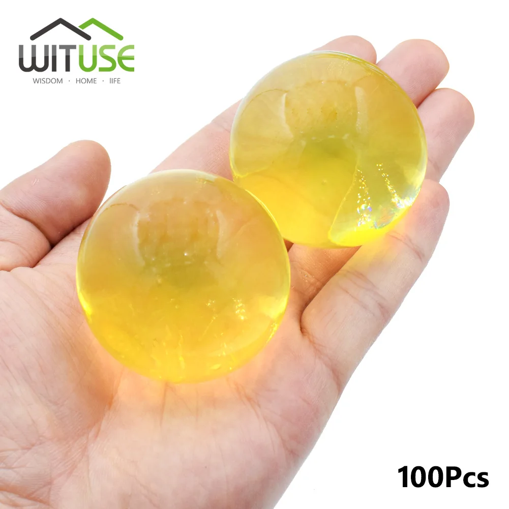 Yellow WITUSE, 100 шт./лот, большой гидрогелевый жемчуг, 3-4 см., Хрустальный грунтовый водный Бисер, бусинки для выращивания грязи, свадебные растущие лампочки, домашний декор - Цвет: Yellow