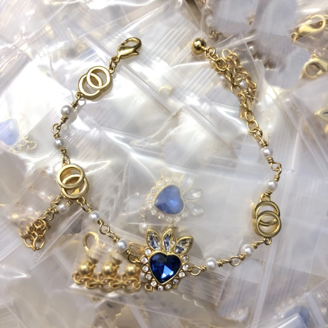

Romántico brazalete de rábano 2021 brazalete de Corazón Azul 100% plata esterlina S925 regalo de joyería libre de letras de corr